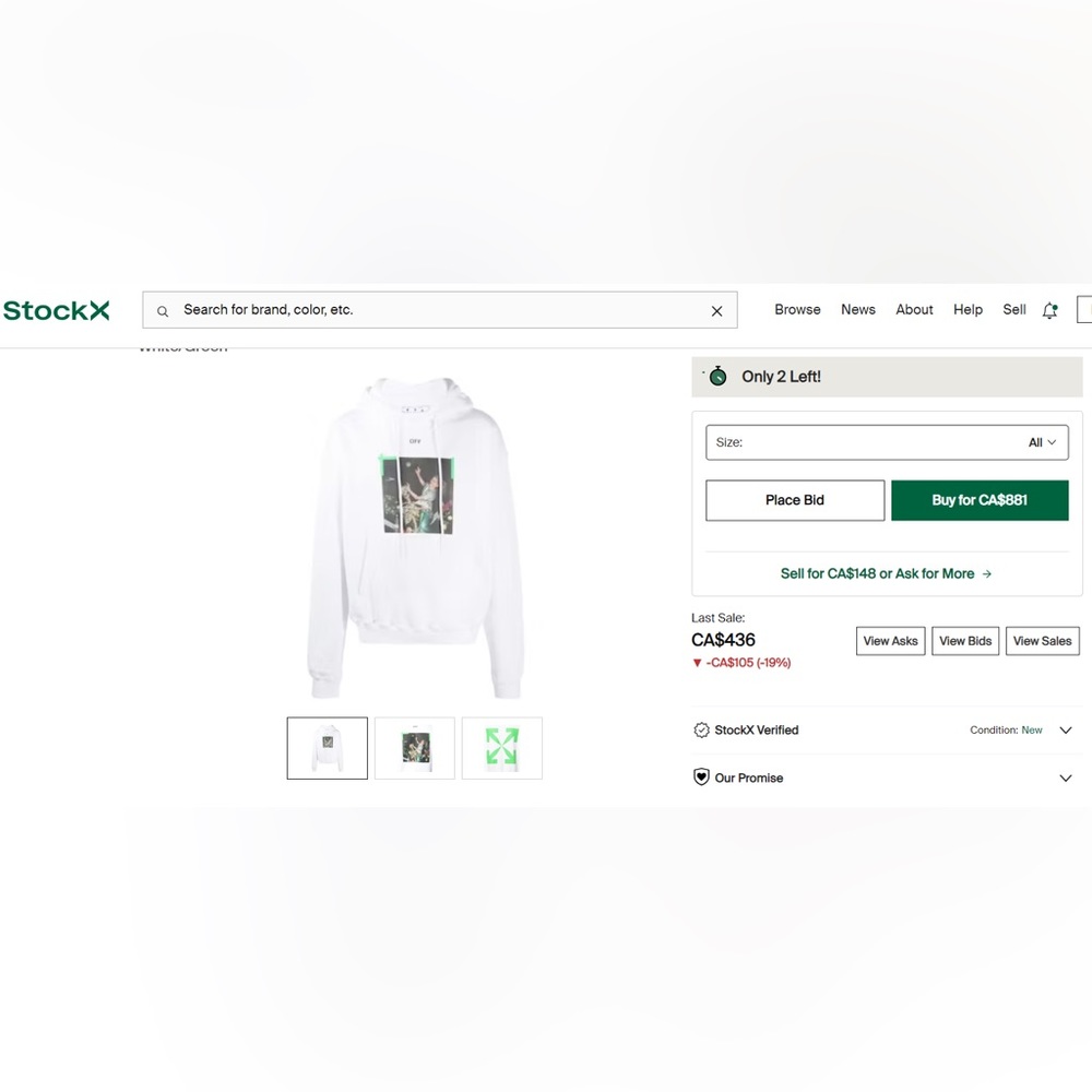 Off-White Oversize Fit Pascal Arrow Hoodie, size M - Picture 11 of 11